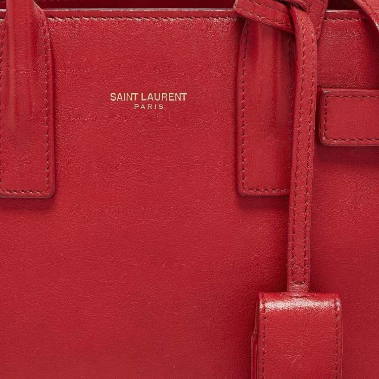 Pre Owned Saint Laurent Red Leather Nano Classic Sac De Jour Tote