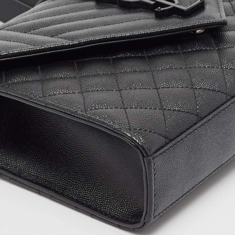 مملوكة مسبقًا Saint Laurent Black Mix Matelassé Leather Medium Envelope Chain Shoulder Bag