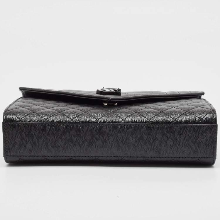 مملوكة مسبقًا Saint Laurent Black Mix Matelassé Leather Medium Envelope Chain Shoulder Bag