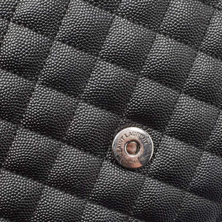 مملوكة مسبقًا Saint Laurent Black Mix Matelassé Leather Medium Envelope Chain Shoulder Bag