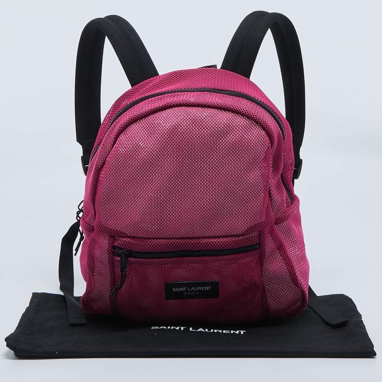 Pre Owned Saint Laurent Magenta Mesh Nylon Backpack
