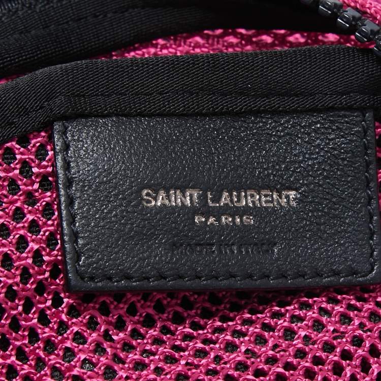 Pre Owned Saint Laurent Magenta Mesh Nylon Backpack