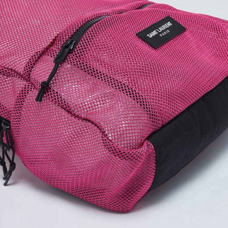 Pre Owned Saint Laurent Magenta Mesh Nylon Backpack