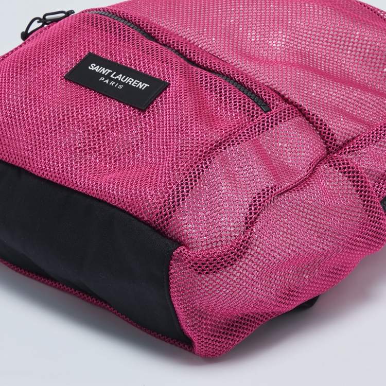 Pre Owned Saint Laurent Magenta Mesh Nylon Backpack
