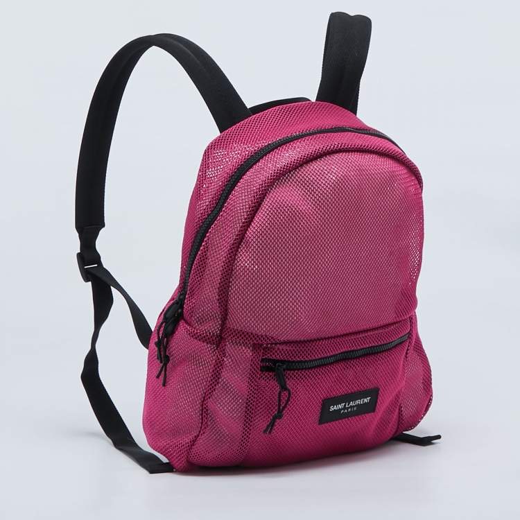 Pre Owned Saint Laurent Magenta Mesh Nylon Backpack