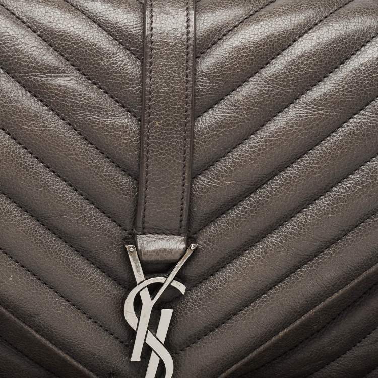 Pre Owned Saint Laurent Grey Matelasse Leather Medium College Top Handle Bag
