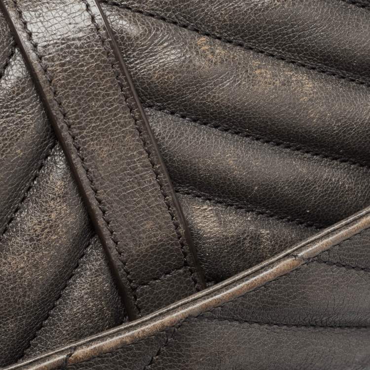 Pre Owned Saint Laurent Grey Matelasse Leather Medium College Top Handle Bag
