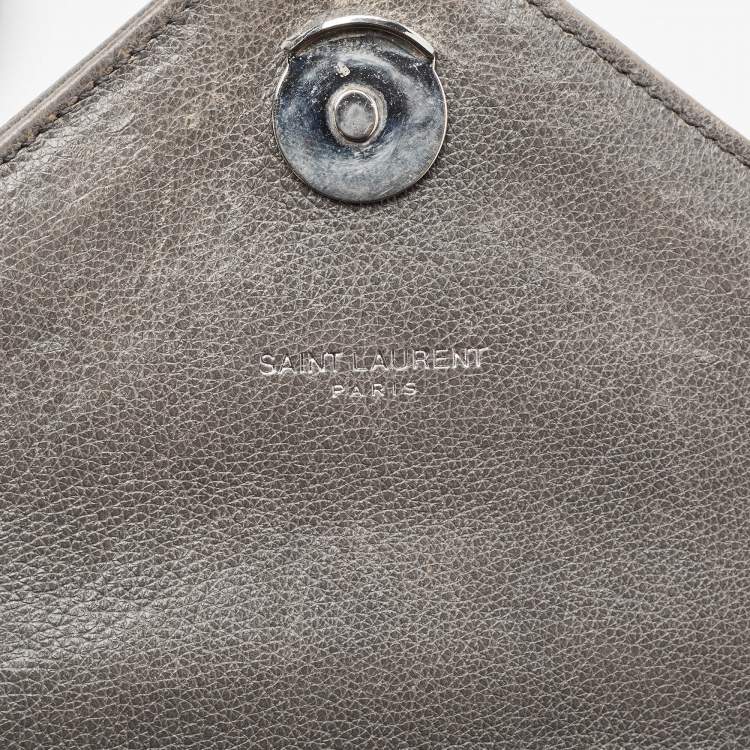 Pre Owned Saint Laurent Grey Matelasse Leather Medium College Top Handle Bag