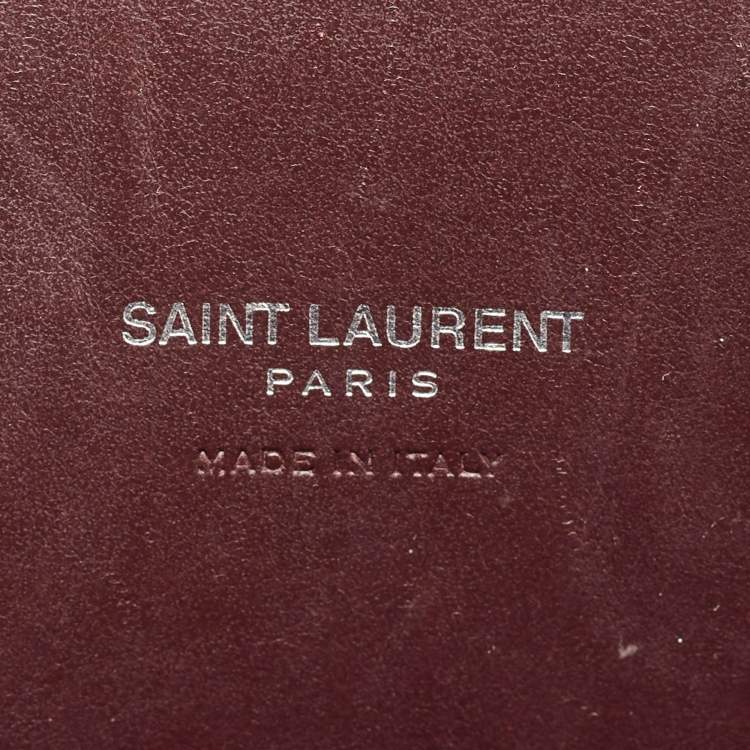 Pre Owned Saint Laurent Burgundy Croc Embossed Leather Nano Classic Sac De Jour Tote