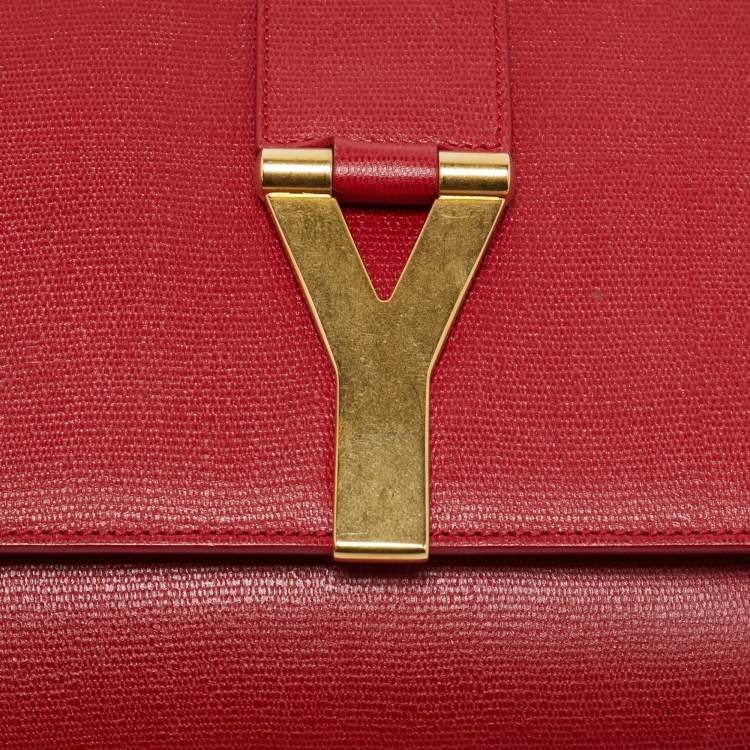 Pre Owned Saint Laurent Red Leather Ligne Y Clutch