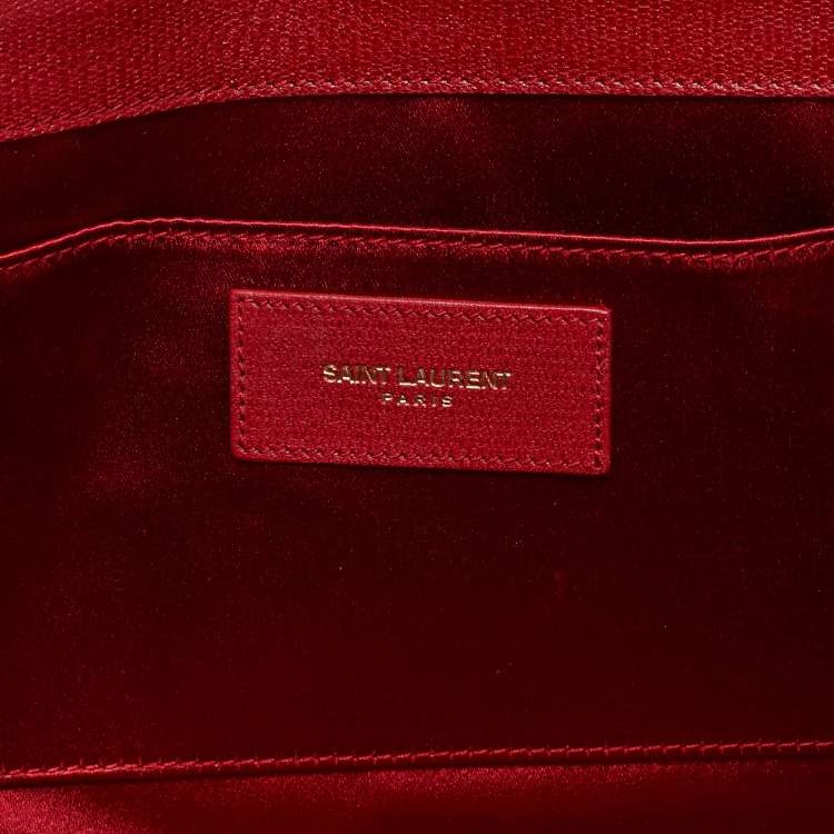 Pre Owned Saint Laurent Red Leather Ligne Y Clutch