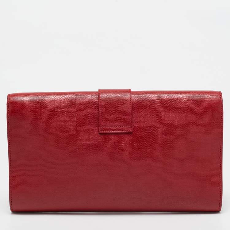 Pre Owned Saint Laurent Red Leather Ligne Y Clutch