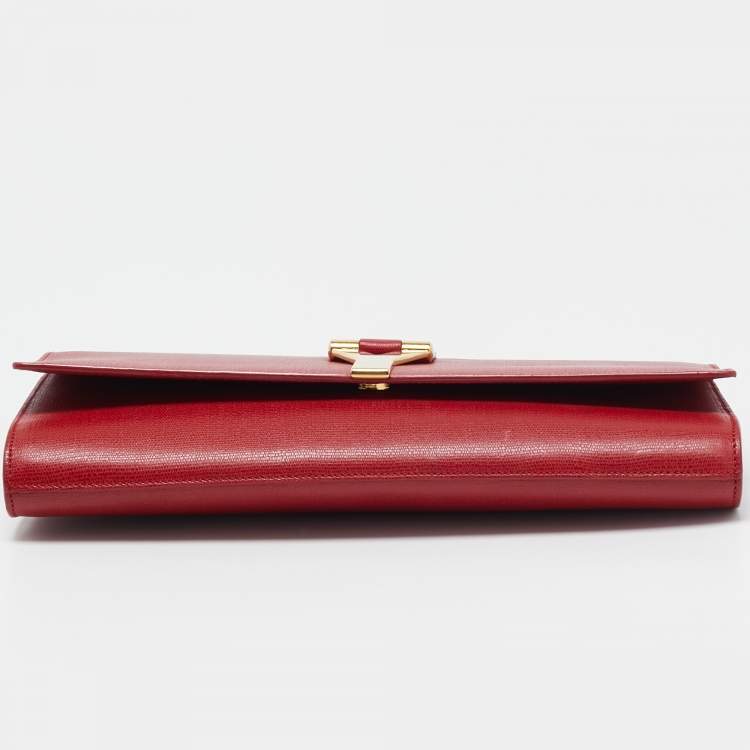Pre Owned Saint Laurent Red Leather Ligne Y Clutch