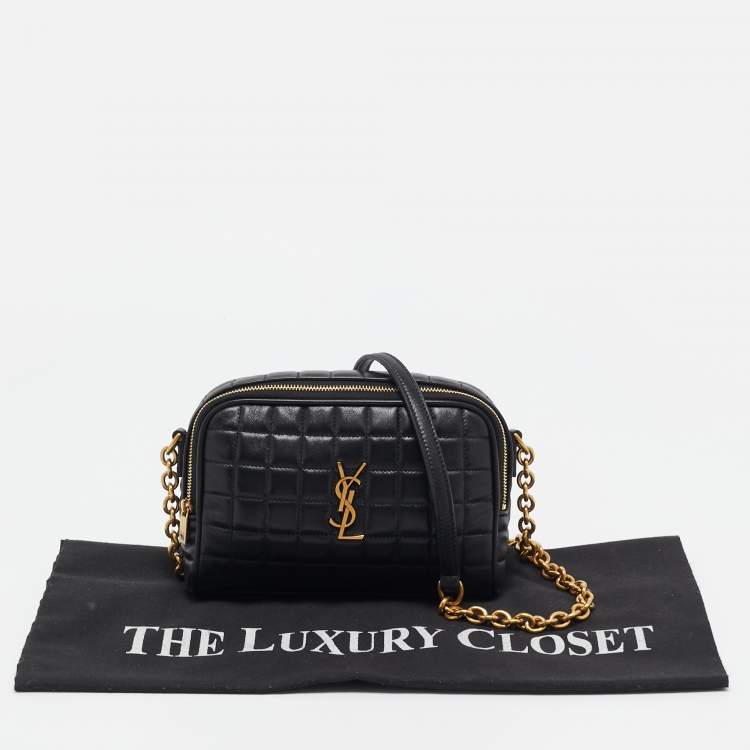 Pre Owned Saint Laurent Black Leather Mini Cassandre Camera Bag