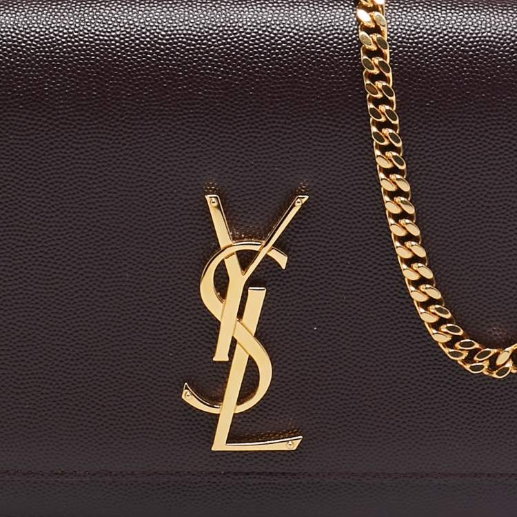 Pre Owned Saint Laurent Burgundy Leather Medium Kate Shoulder Bag