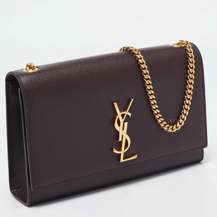 Pre Owned Saint Laurent Burgundy Leather Medium Kate Shoulder Bag