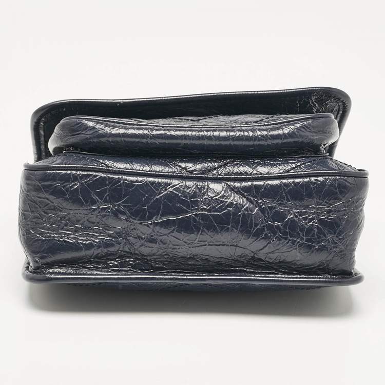 Pre Owned Saint Laurent Navy Blue Matelassé Leather Baby Niki Chain Shoulder Bag