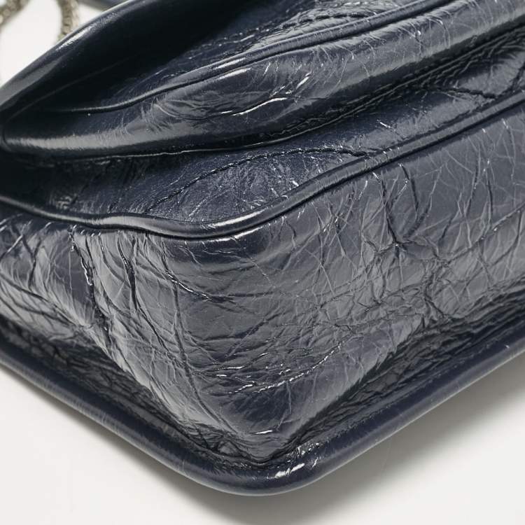 Pre Owned Saint Laurent Navy Blue Matelassé Leather Baby Niki Chain Shoulder Bag