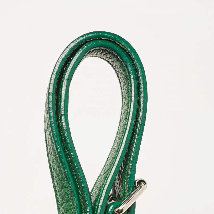Pre Owned Saint Laurent Green Croc Embossed Leather Nano Classic Sac De Jour Tote