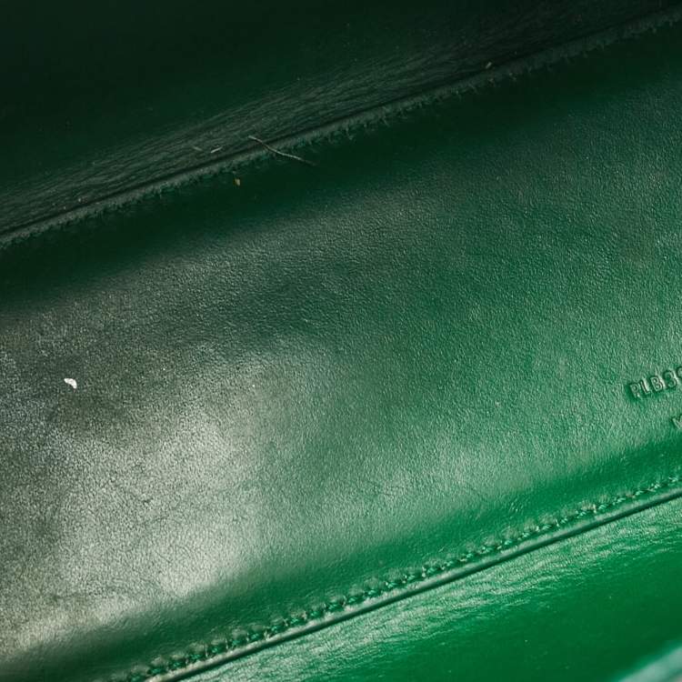 Pre Owned Saint Laurent Green Croc Embossed Leather Nano Classic Sac De Jour Tote
