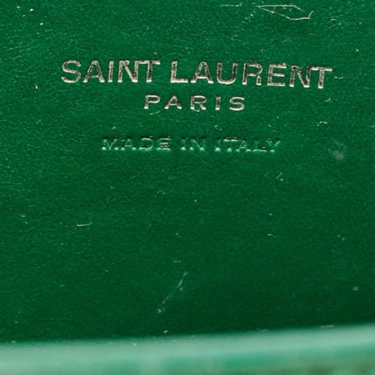 Pre Owned Saint Laurent Green Croc Embossed Leather Nano Classic Sac De Jour Tote