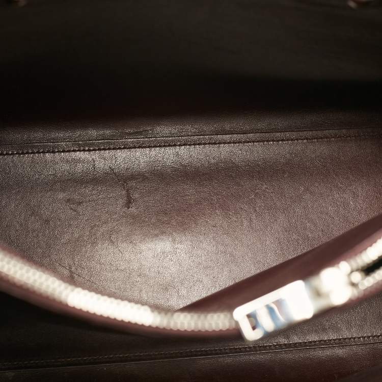 Pre Owned Saint Laurent Burgundy Croc Embossed Leather Small Sac De Jour Tote