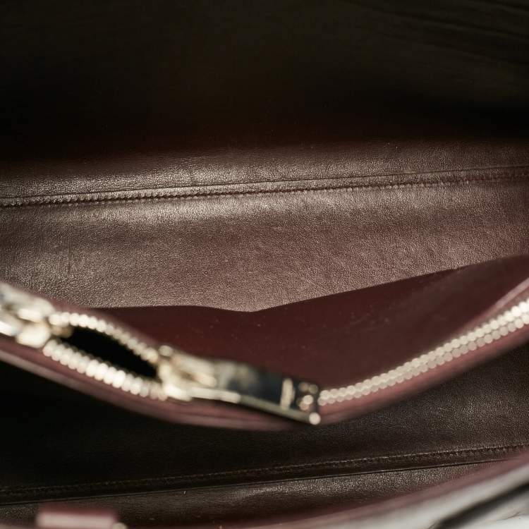 Pre Owned Saint Laurent Burgundy Croc Embossed Leather Small Sac De Jour Tote