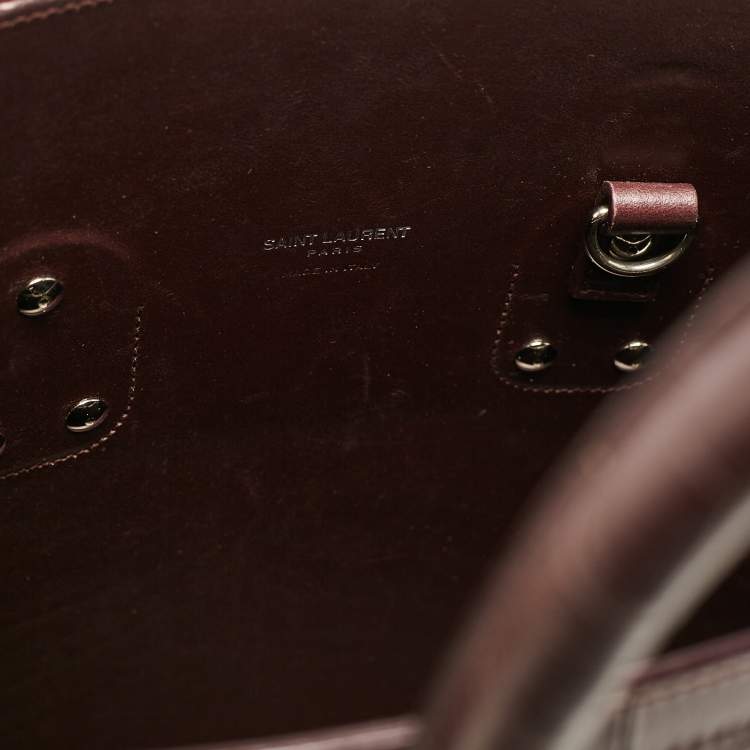 Pre Owned Saint Laurent Burgundy Croc Embossed Leather Small Sac De Jour Tote