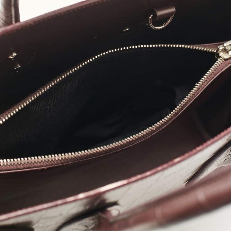 Pre Owned Saint Laurent Burgundy Croc Embossed Leather Small Sac De Jour Tote