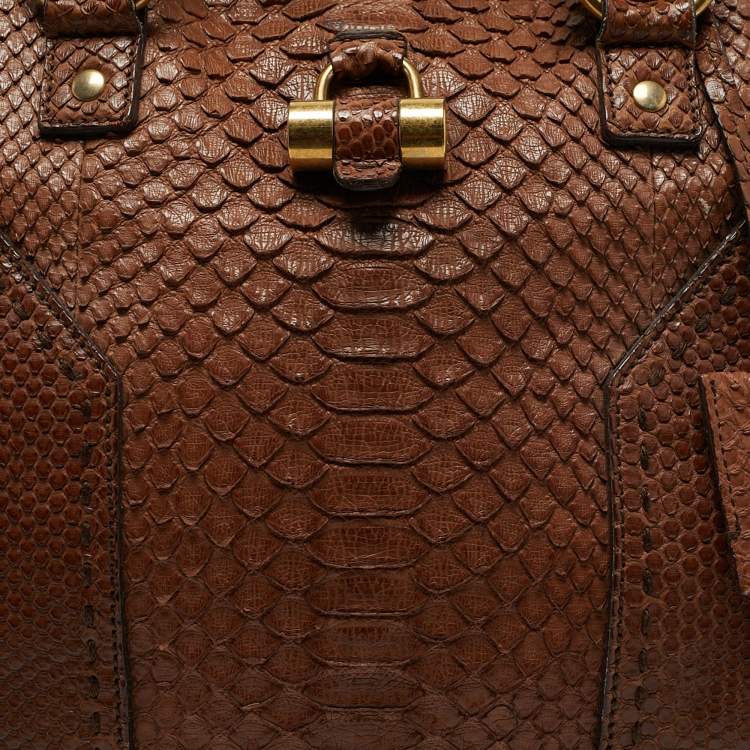 Pre Owned Saint Laurent Brown Python Large Muse Bag