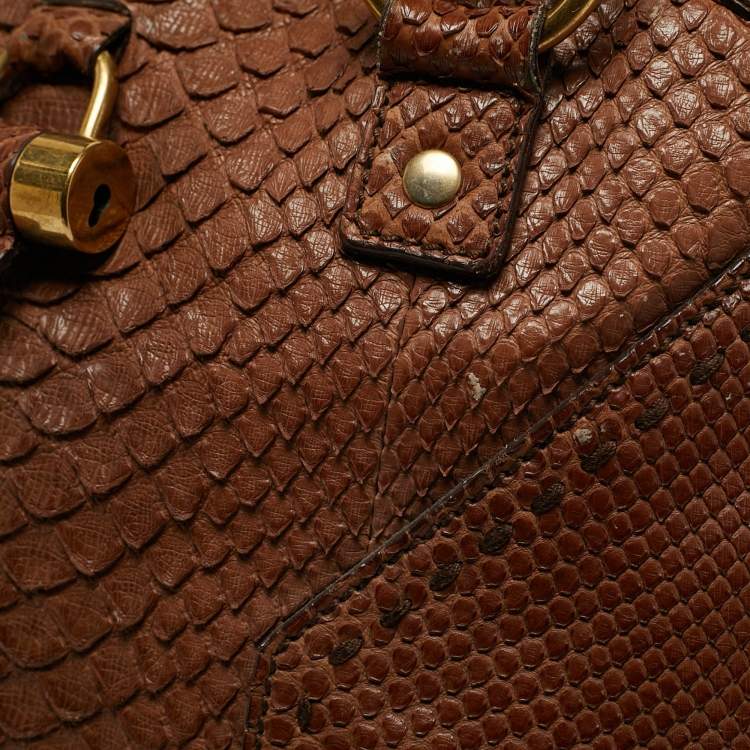 Pre Owned Saint Laurent Brown Python Large Muse Bag