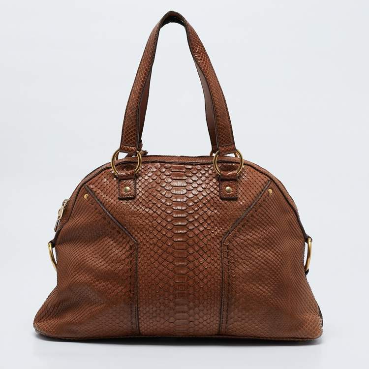 Pre Owned Saint Laurent Brown Python Large Muse Bag