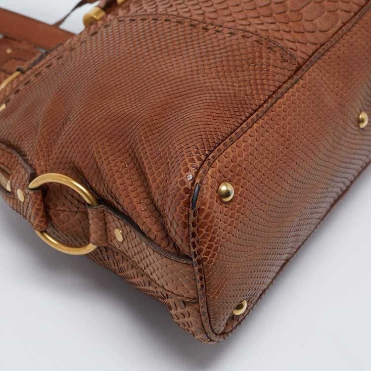 Pre Owned Saint Laurent Brown Python Large Muse Bag