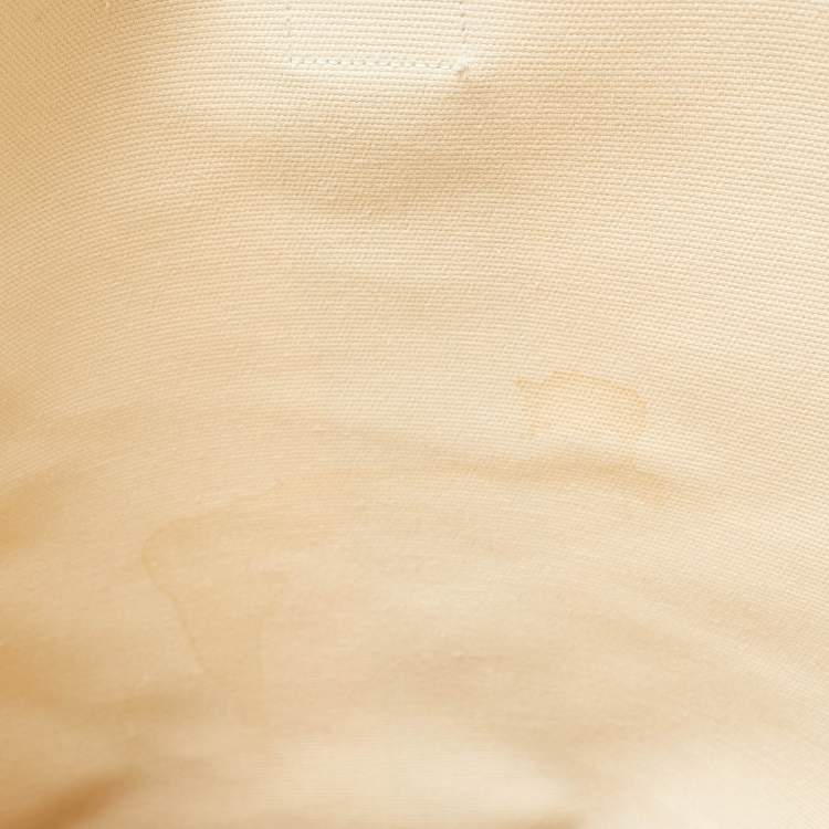 Pre Owned Saint Laurent Beige/Black Canvas and Leather East West Beach Tote
