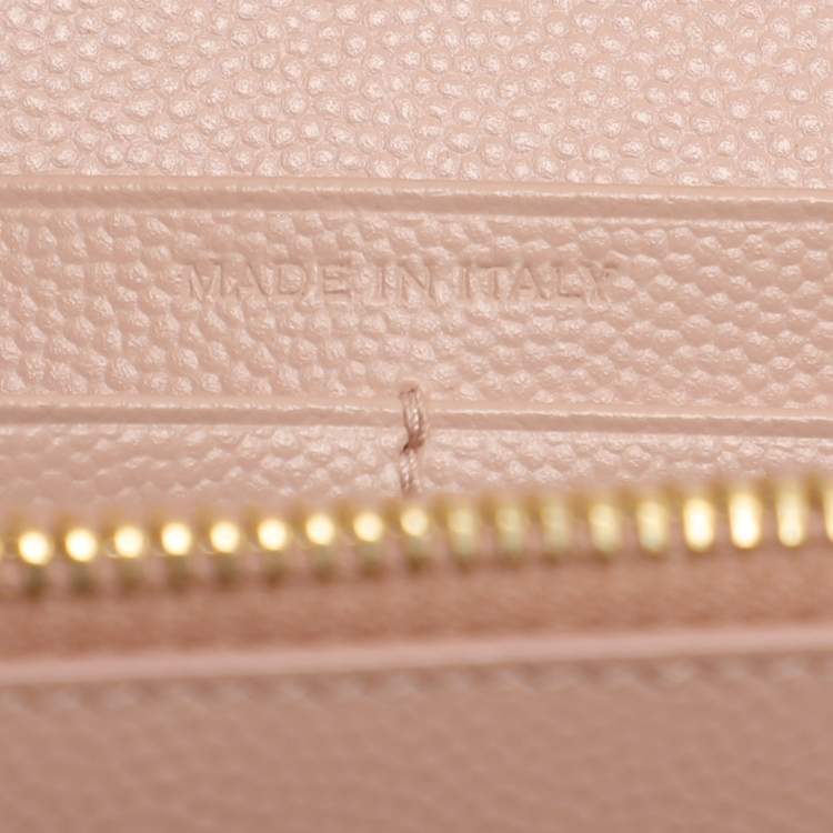 Pre Owned Saint Laurent Beige Leather Cassandre Wallet On Chain