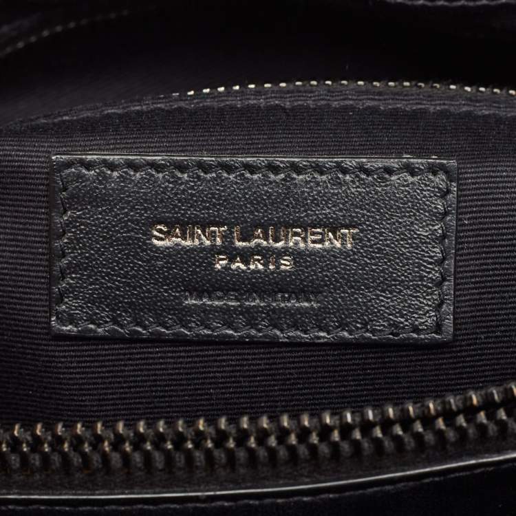 Pre Owned Saint Laurent Black Matelassé Leather Medium LouLou Shoulder Bag