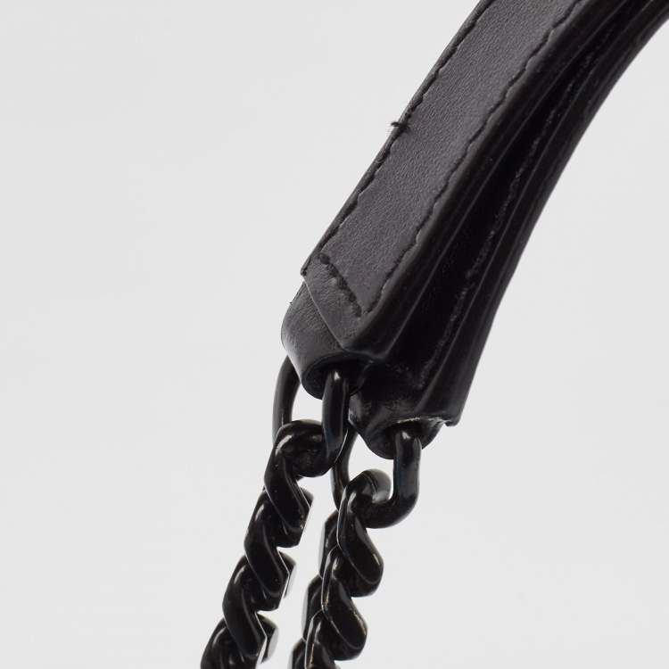 Pre Owned Saint Laurent Black Matelassé Leather Medium LouLou Shoulder Bag