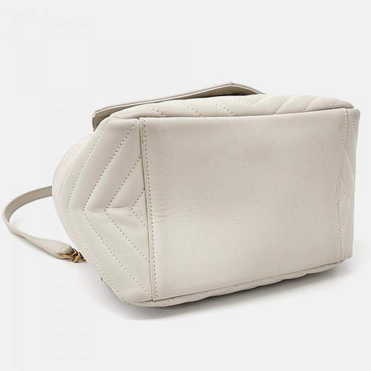 Pre Owned Saint Laurent Paris White Leather Saint Laurent Paris Monogram Joy Backpack