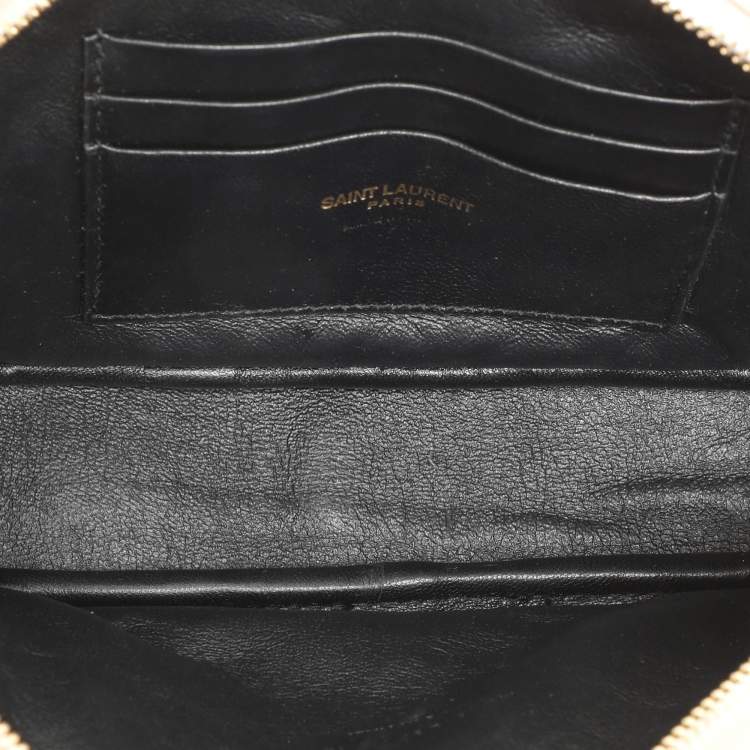 مملوكة مسبقًا Saint Laurent White Matelassé Leather Mini Lou Shoulder Bag