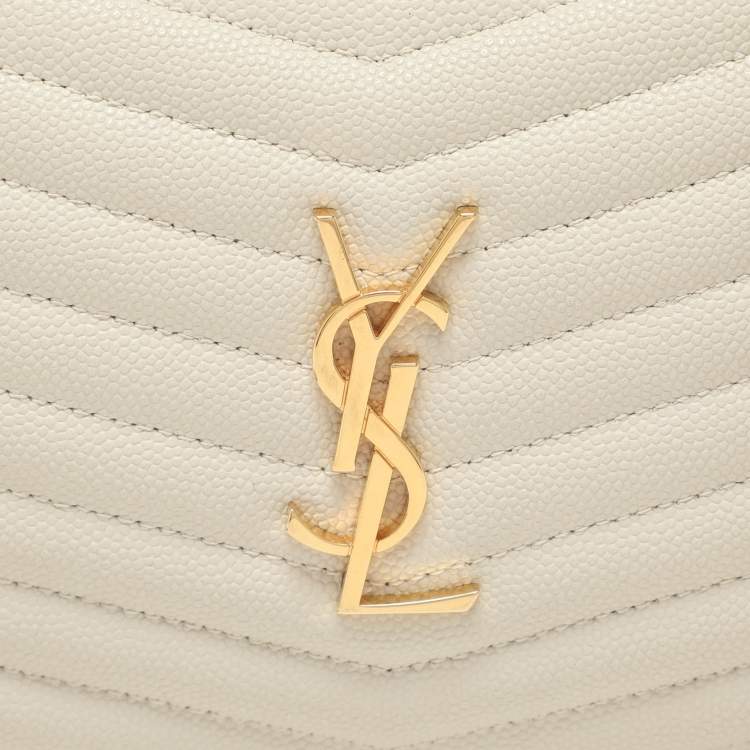 مملوكة مسبقًا Saint Laurent White Matelassé Leather Mini Lou Shoulder Bag