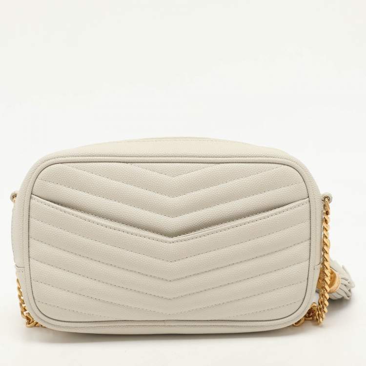 مملوكة مسبقًا Saint Laurent White Matelassé Leather Mini Lou Shoulder Bag