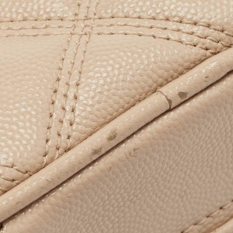 Pre Owned Saint Laurent Beige Quilted Leather Vanity Shoulder Bag