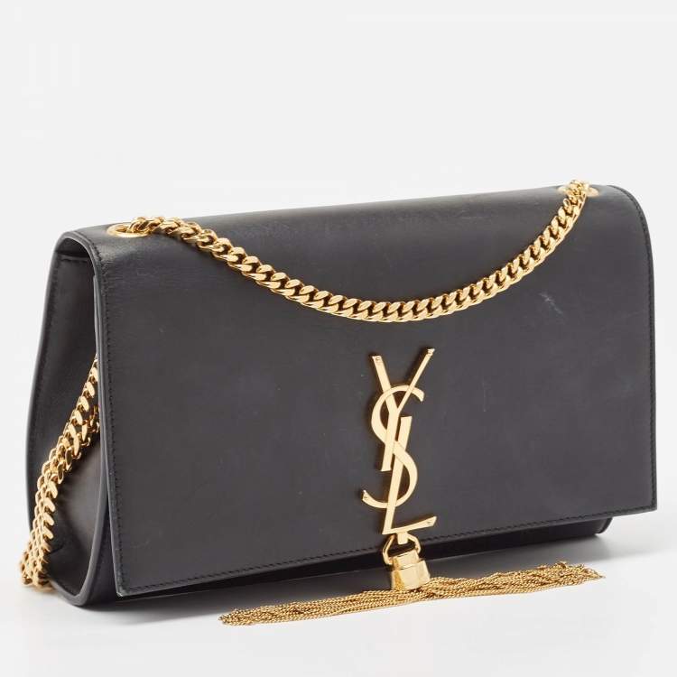 Pre Owned Saint Laurent Black Leather Medium Kate Tassel Shoulder Bag