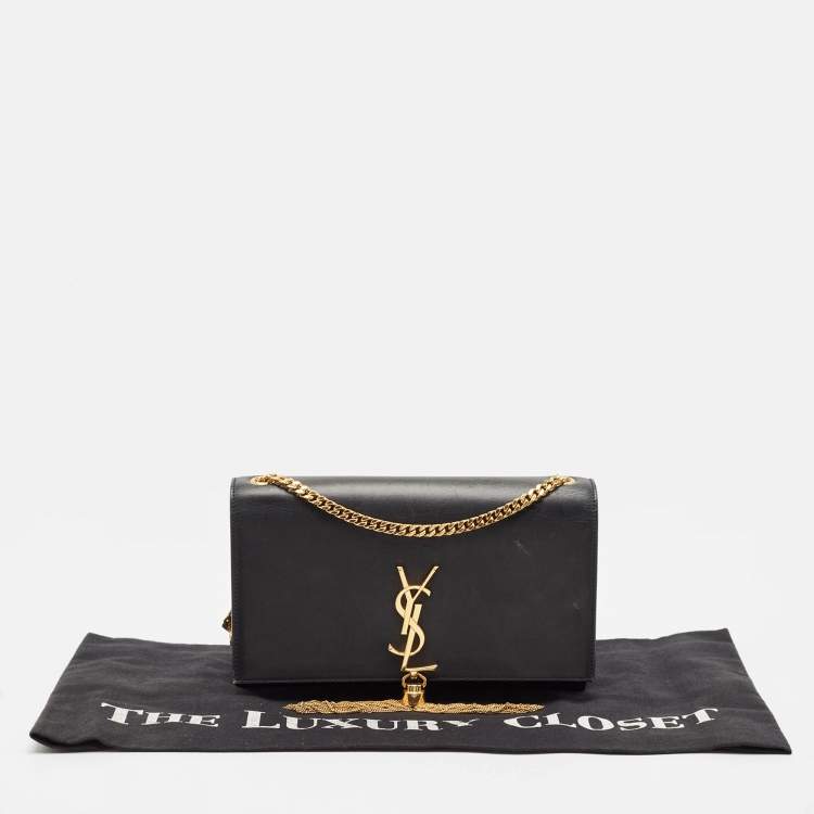 Pre Owned Saint Laurent Black Leather Medium Kate Tassel Shoulder Bag