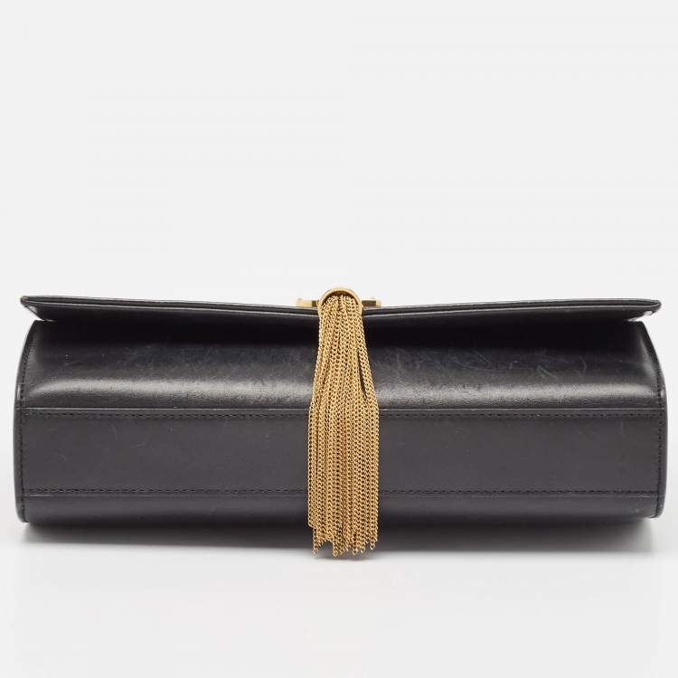 Pre Owned Saint Laurent Black Leather Medium Kate Tassel Shoulder Bag