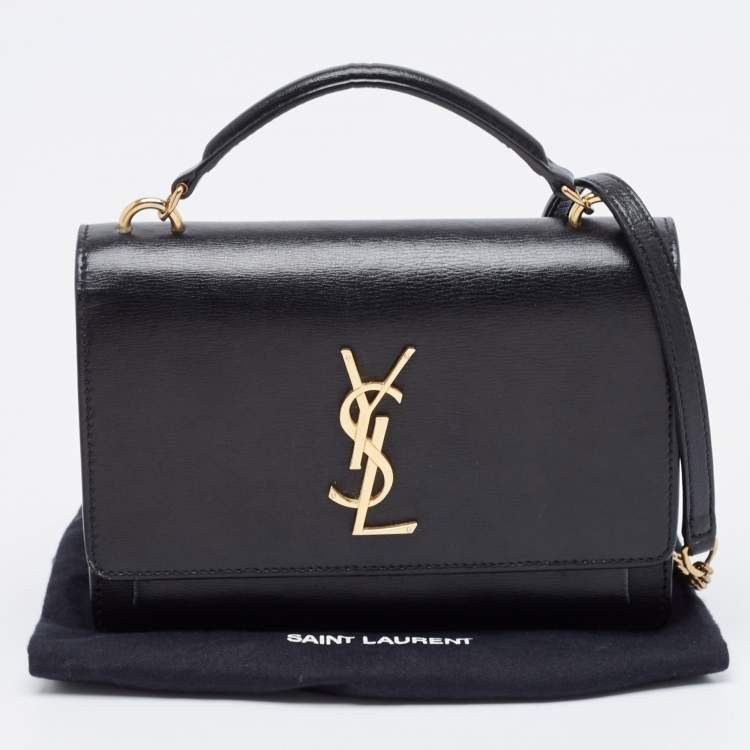Pre Owned Saint Laurent Black Leather Small Sunset Top Handle Bag