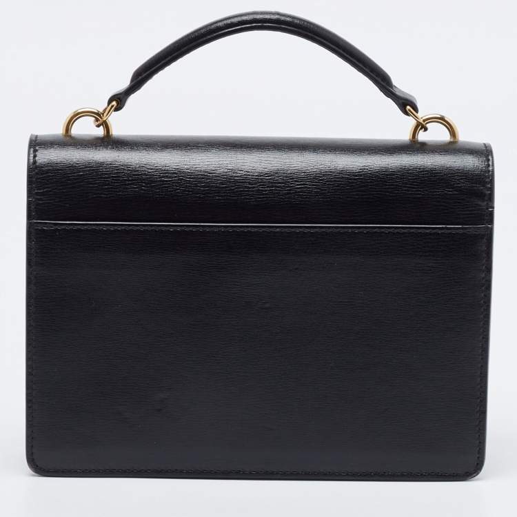 Pre Owned Saint Laurent Black Leather Small Sunset Top Handle Bag