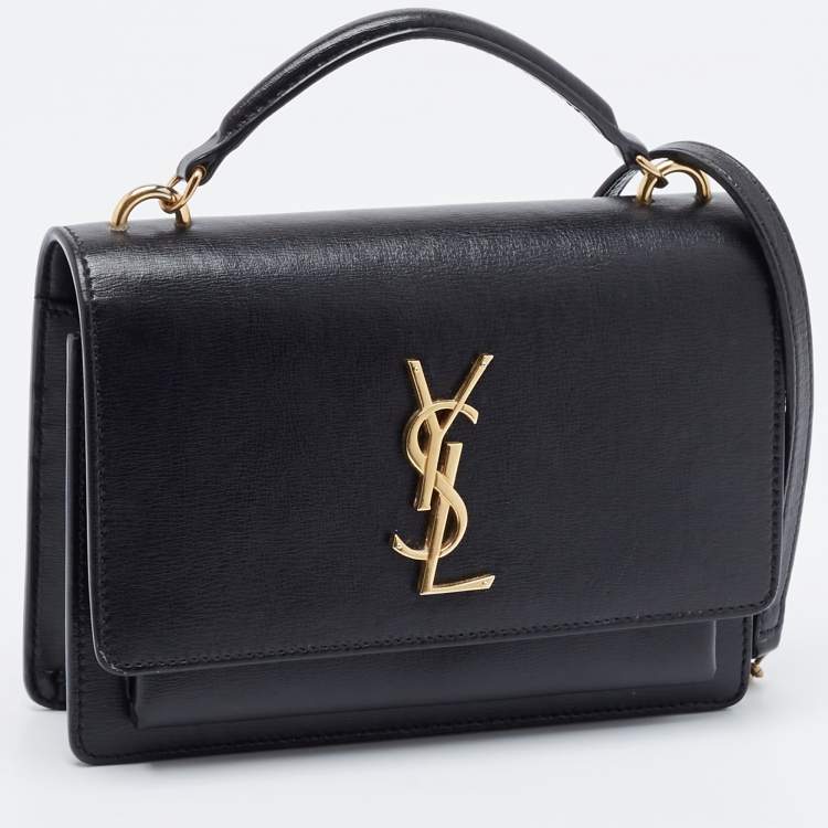 Pre Owned Saint Laurent Black Leather Small Sunset Top Handle Bag