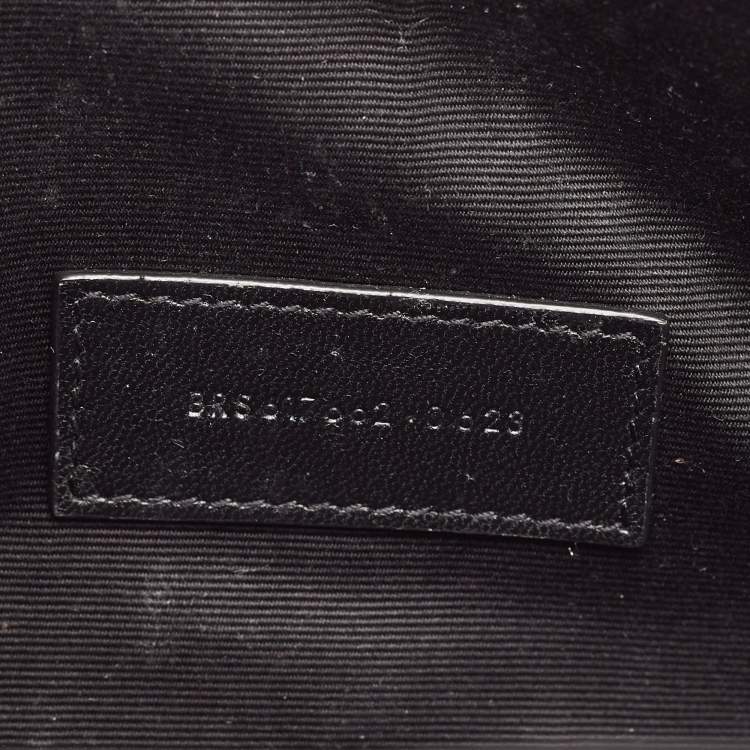 Pre Owned Saint Laurent Beige Matelassé Leather Cassandre Wristlet Pouch