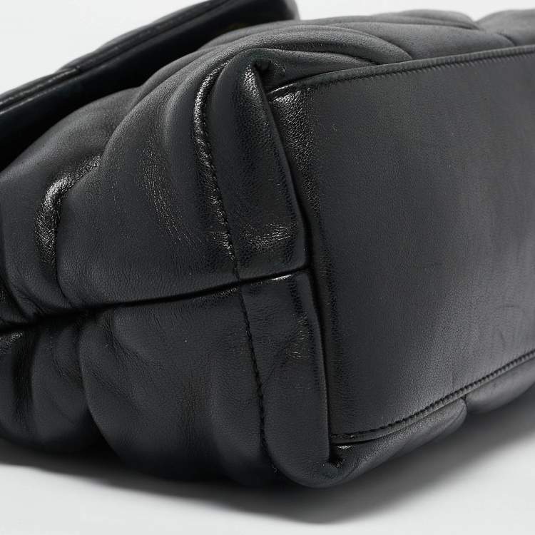 Pre Owned Saint Laurent Black Quilted Leather Small Puffer Chain Shoulder Bag